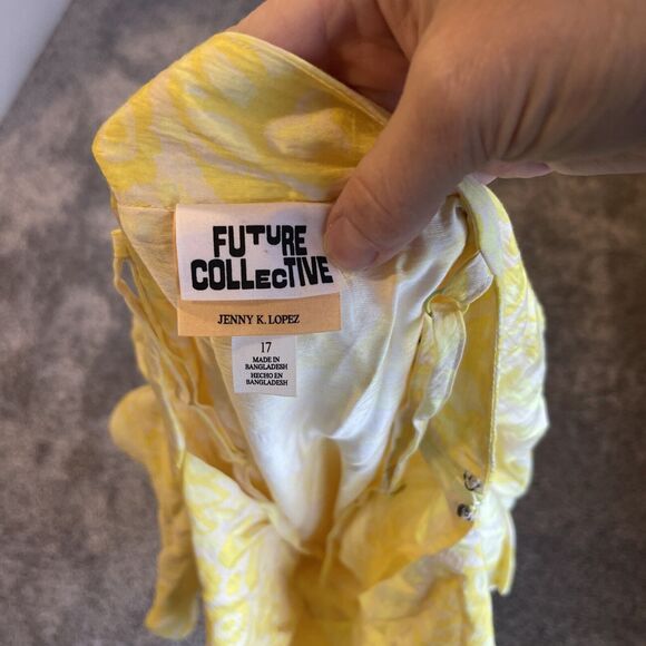 Future Collective Jenny K Lopez Yellow Empire Waist Maxi Dress NWT Sz 17 - Picture 6 of 9